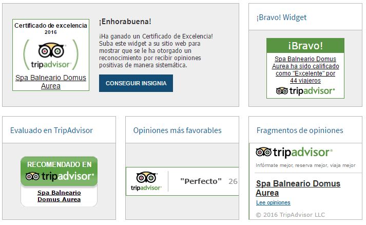 Captura de pantalla en la que se muestran los widgets de TripAdvisor