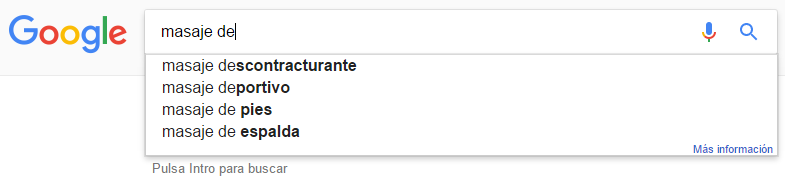 Captura de pantalla de Google Instant