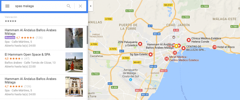 Captura de pantalla de Google Maps representando