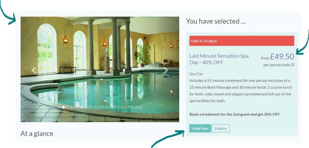Ejemplo de una landing page de un spa