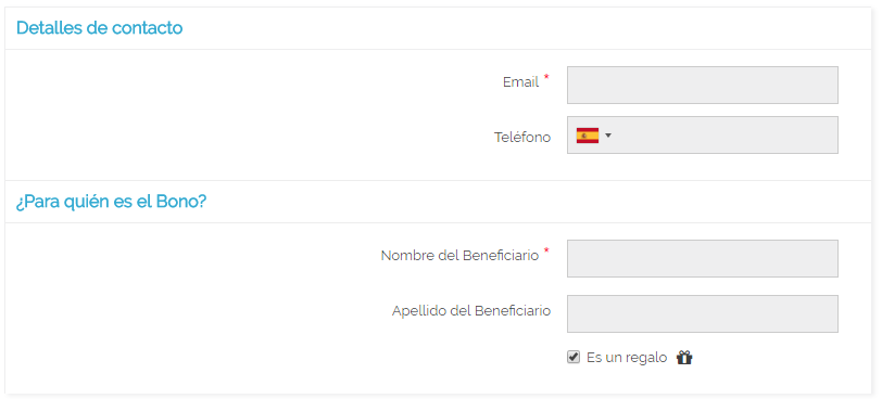 Captura de pantalla del carrito online de un motor de reservas de spa