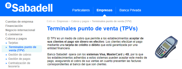 Captura de pantalla con las condiciones del TPV