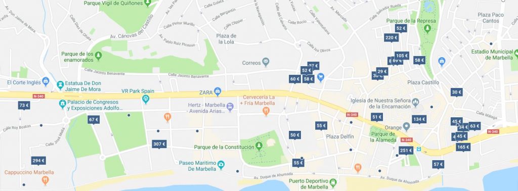 Mapa de Hoteles con Spa en Marbella