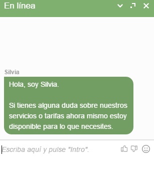 Captura de pantalla del chat de la web de un spa