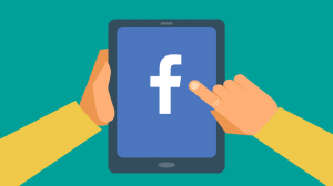 Ilustración de una tablet con una página de facebook