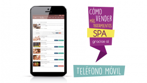 Mockup de un móvil con página web de spa